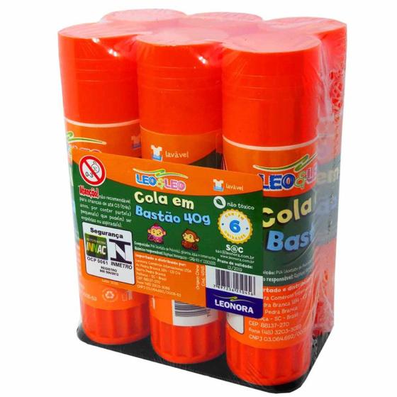 Cola Bastão Leo & Leo 40g - 6 Unidades Menor preço em Cola Bastão Leo & Leo 40g - 6 Unidades