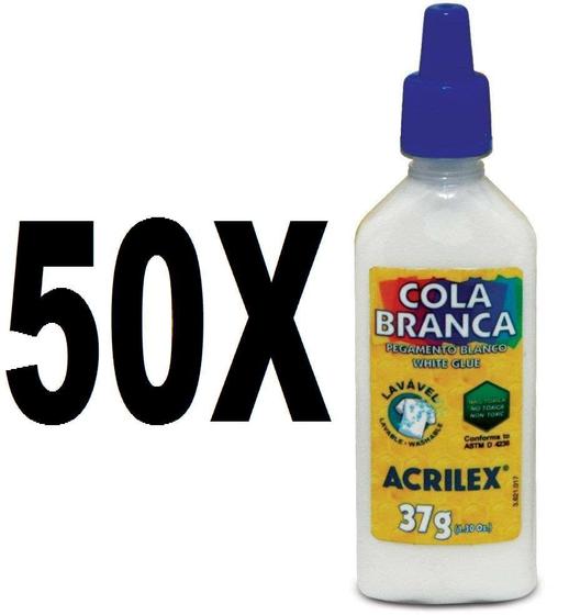 Imagem de Cola Branca 37g Acrilex Kit com 50 Unidades