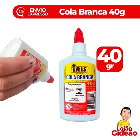 Imagem de Cola Branca 40g Escolar Lavável Bico Dosador Secagem Rápida P/ Artesanato