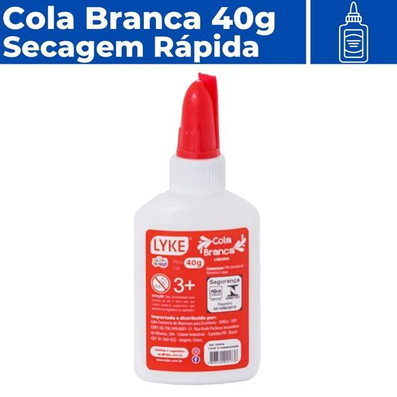 Imagem de Cola Branca Líquida 40g Para Uso Escolar Secagem Rápida 1 Unidade