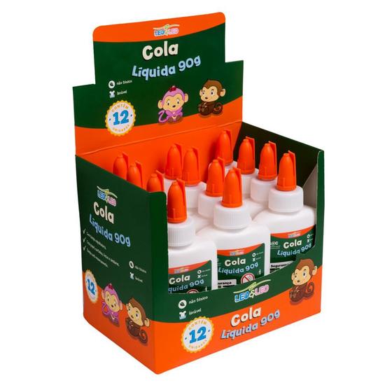 Cola Branca Liquida 90g com 12 unidades Leo e Leo Leonora Menor preço em Cola Branca Liquida 90g com 12 unidades Leo e Leo Leonora