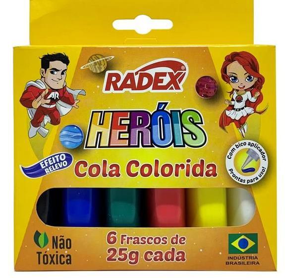 Imagem de Cola Colorida, 6 cores, 2555, Radex - ET 6 UN