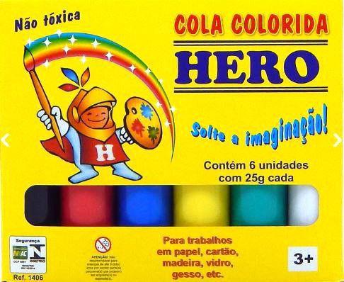 Imagem de Cola Colorida 6 Cores Tinta Escolar Lavável - kit 2 caixas