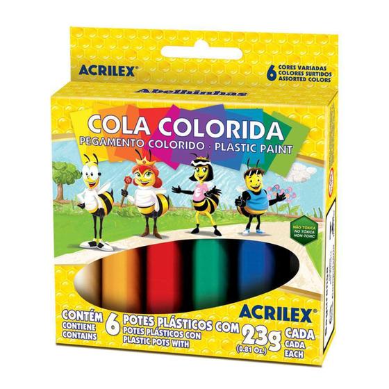 Imagem de Cola Colorida Acrilex 06 Cores Variadas 23g Cada - 02606