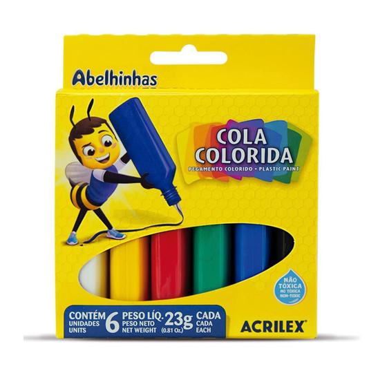 Imagem de Cola colorida Acrilex 6 cores 23g