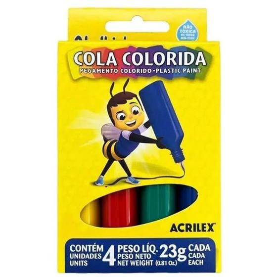 Imagem de Cola Colorida Acrilex com 4 cores