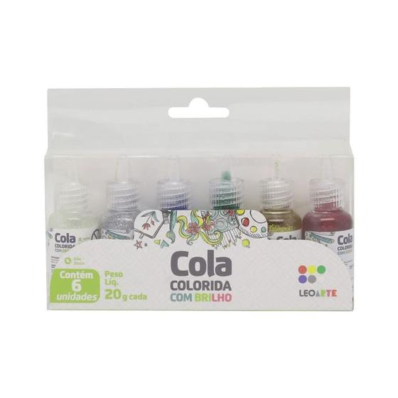 Imagem de Cola Colorida com Brilho 20g 6 unidades - Leo&Leo