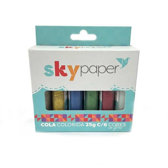 Imagem de Cola Colorida Com Glitter 6 Cores SkyPaper