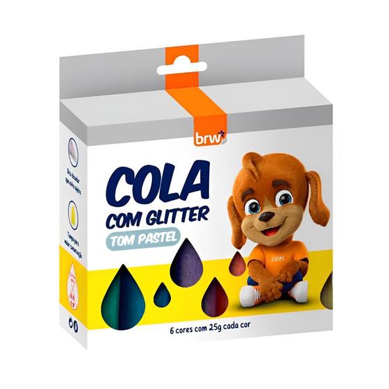 Imagem de Cola Colorida com Glitter Tom Pastel Brw 25gr C/6 Cores