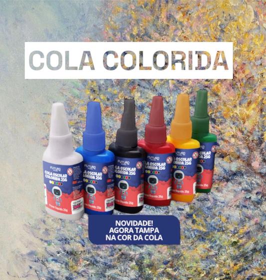 Imagem de Cola colorida escolar 6 cores futuro