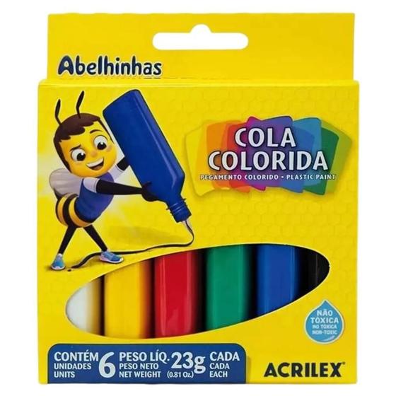 Imagem de Cola Colorida Escolar com 6 Cores 23g Cada Acrilex