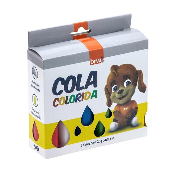 Imagem de Cola Colorida Líquida Caixa com 6 Cores 25g BRW