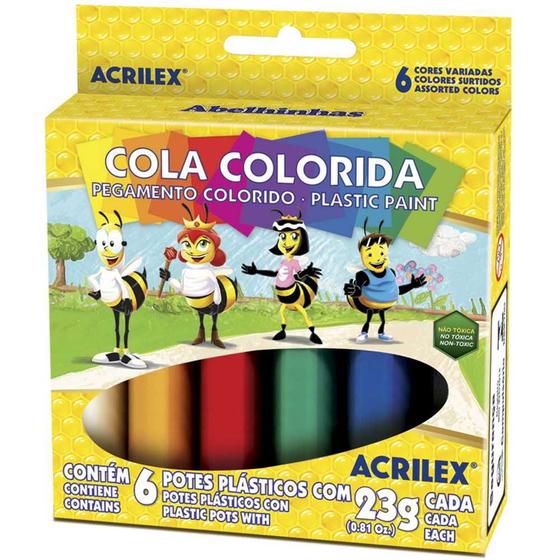 Imagem de Cola colorido c/6 cores 23g cada cor acrilex