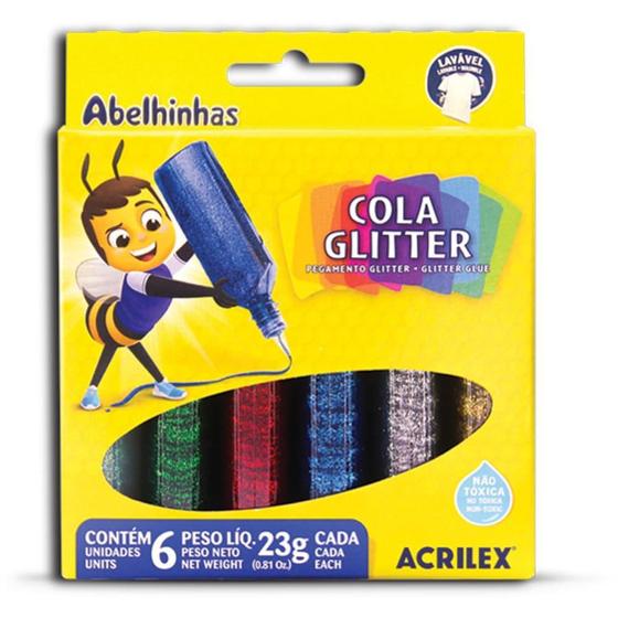 Imagem de Cola com Glíter Estojo com 6 Cores 23G Pacote com 6