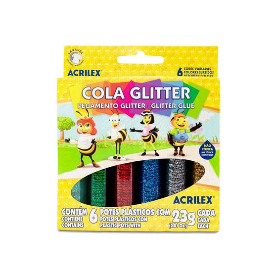 Imagem de Cola com glitter Acrilex 23g com 6 cores