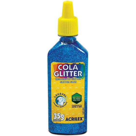 Imagem de Cola com glitter tubo 35g. azul acrilex