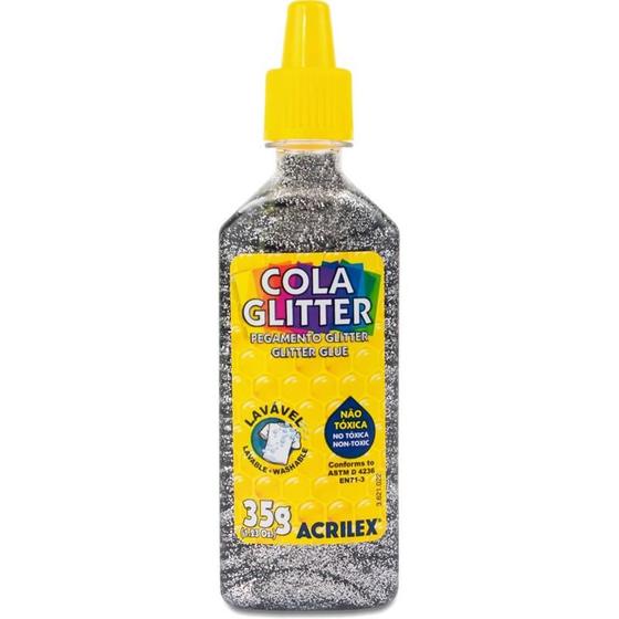 Imagem de Cola com glitter tubo 35g. prata acrilex