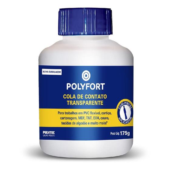 Imagem de Cola de Contato Transparente Com Pincel Polyfort 175g (TA020) - Pulvitec