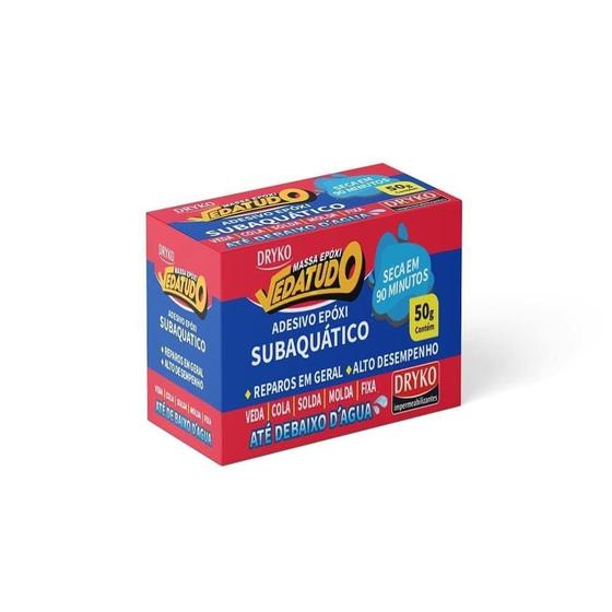 Cola Dryko Massa Epóxi Vedatudo Subaquático 50g Menor preço em Cola Dryko Massa Epóxi Vedatudo Subaquático 50g