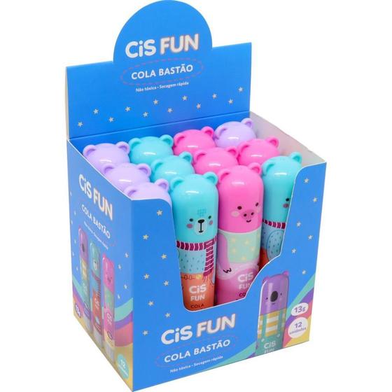 Imagem de Cola em Bastão CIS FUN 13G - 3 Cores - Caixa com 12