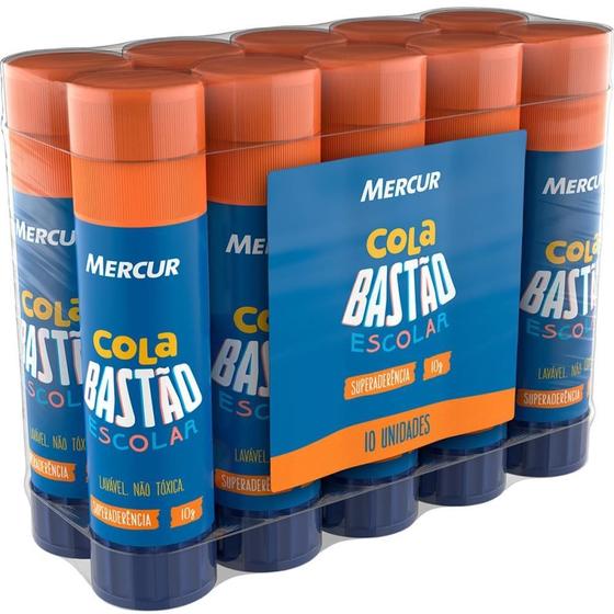 Imagem de Cola em Bastão Escolar 10G Pacote com 10 Unidades