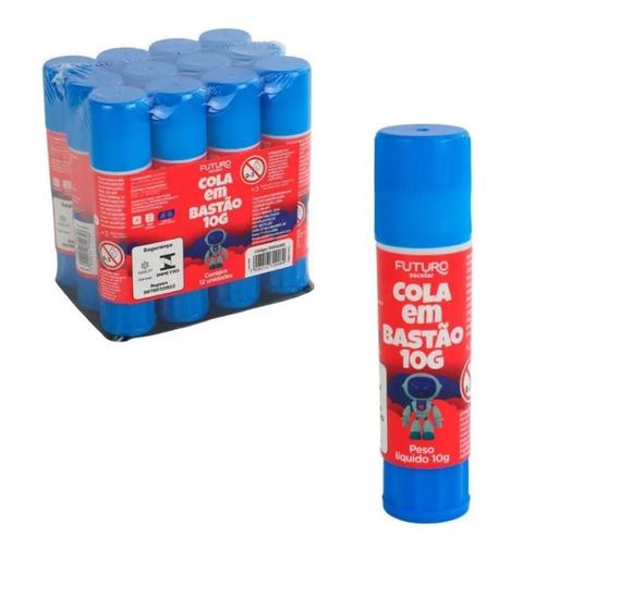 Imagem de Cola em Bastão escolar 10gramas kit com 24 unidades