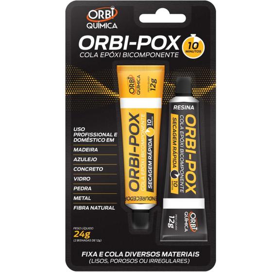 Imagem de Cola Epóxi  (Araldite) 24g Orbi-pox 10 Minutos Uso Profissional e Doméstico Para Diversos Materias