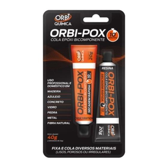 Imagem de Cola epóxi orbi-pox 40gr 10 minutos  orbi química