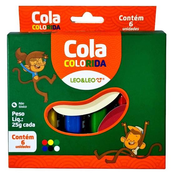 Imagem de Cola Escolar 6 Cores Colorida Artesanato 25g- Leo & Leo
