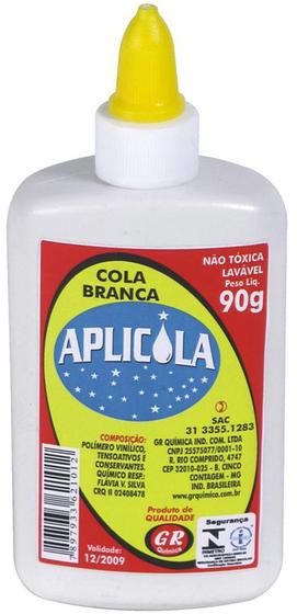 Imagem de Cola Escolar 90 g Branca Aplicola com 6 - Gr quimica