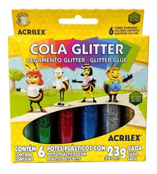Imagem de Cola Glitter 6 Potes Com 23g - Acrilex 02923