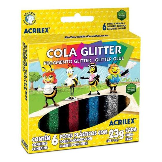 Imagem de Cola glitter Acrilex sortida 23g c/6