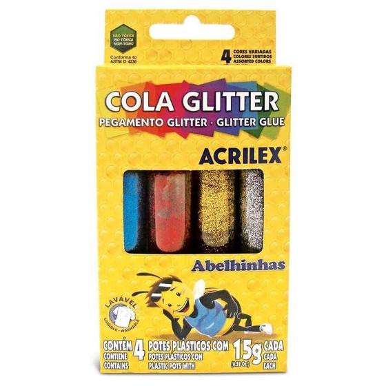 Imagem de Cola glitter c/4 cores 15g abelhinha acrilex