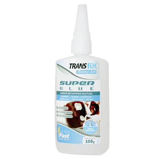 Imagem de Cola Instantânea Multiuso Secagem Rápida Transfix Super Glue  Fast 100g