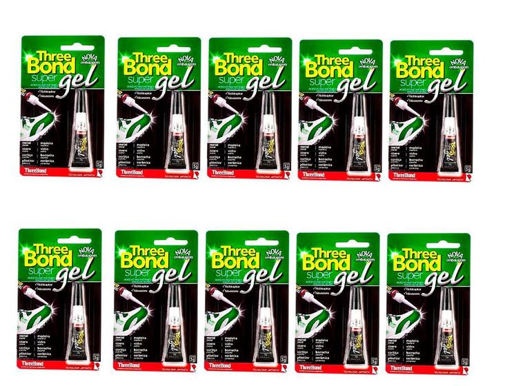 Imagem de Cola Instantânea Three Bond Gel 3g Kit Com 10 Unidades