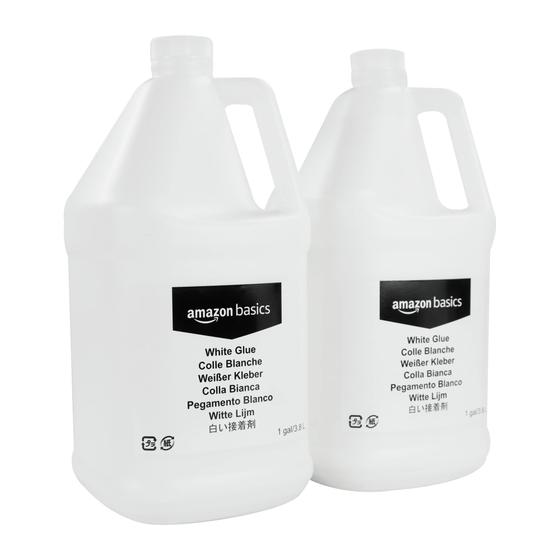 Imagem de Cola Líquida Amazon Basics - 2 Galões (1 Galão Cada) - Uso Geral - Branca