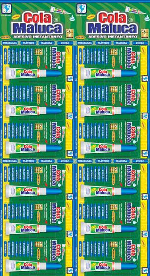 Cola Maluca Adesivo instantâneo Cartela com/12 Menor preço em Cola Maluca Adesivo instantâneo Cartela com/12
