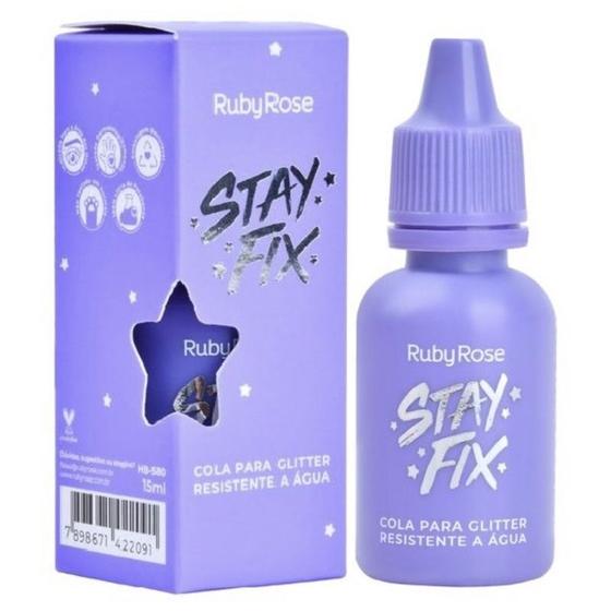 Imagem de Cola Para Glitter Stay Fix Resistente A Água 10ml Ruby Rose