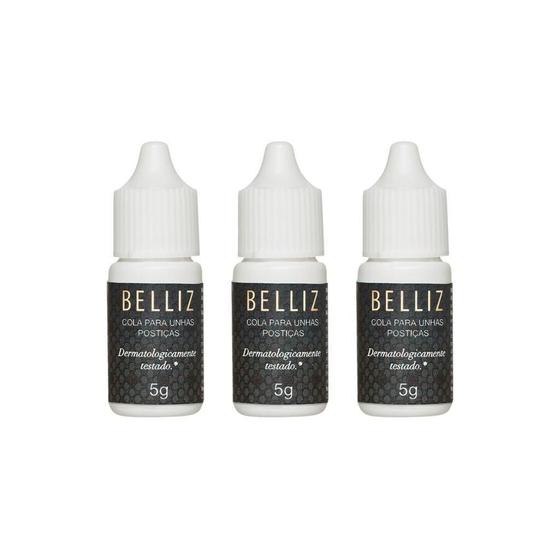 Imagem de Cola Para Unhas Postiças Belliz 5G - Kit Com 3Un