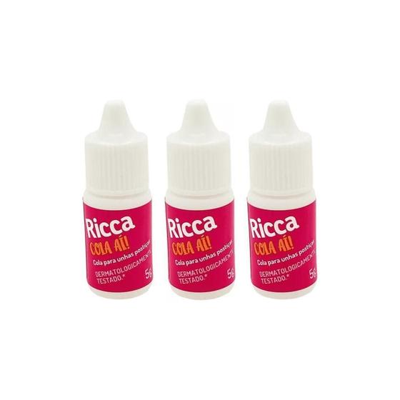 Imagem de Cola Para Unhas Postiças Ricca 5G 1342 - Kit Com 3Un