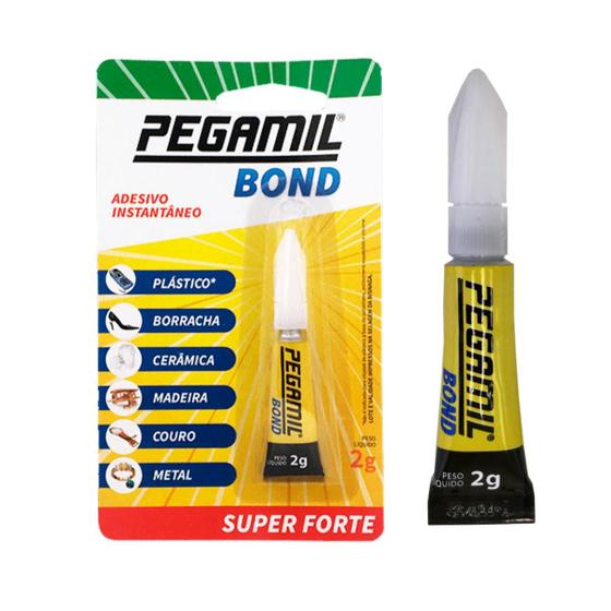Cola Pegamil Bond adesivo instantâneo 2 gramas, super forte Menor preço em Cola Pegamil Bond adesivo instantâneo 2 gramas, super forte