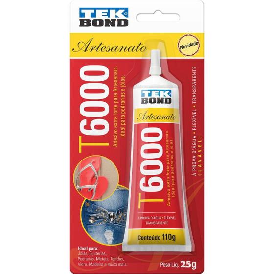 Imagem de Cola Permanente P/ Artesanato Tekbond T6000 25g Blister - 24357002502