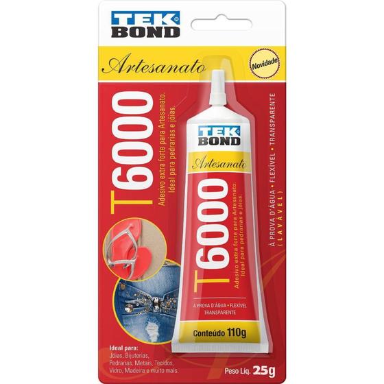 Imagem de Cola Permanente P/ Artesanato Tekbond T6000 25g Blister - 24357002502