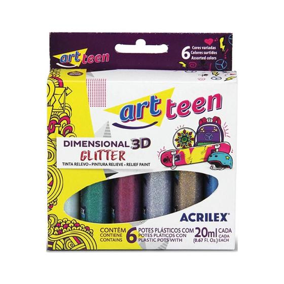 Imagem de Cola relevo Dimensional Glitter 3D c/6 cores