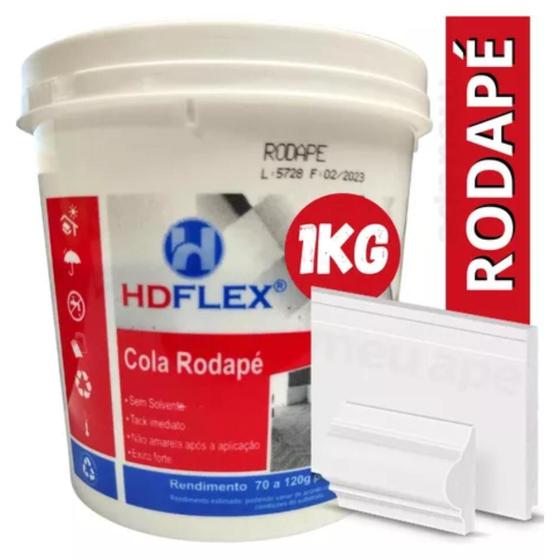 Imagem de Cola Rodapé Hdflex Balde 1 Kg Mdf Madeira Moldura Guarnições