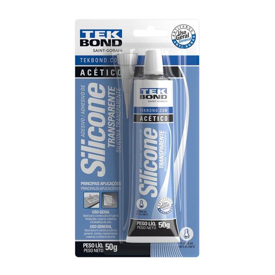Cola Silicone Acetico Transp. 50Grs Tek Bond Para Vedação e Selagem de ...