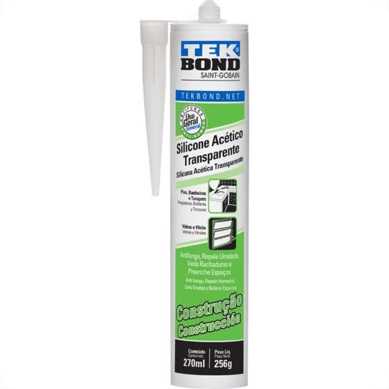 Imagem de Cola Silicone Tekbond 256G Acetico Incolor Construcao Â2.203.40.021.00