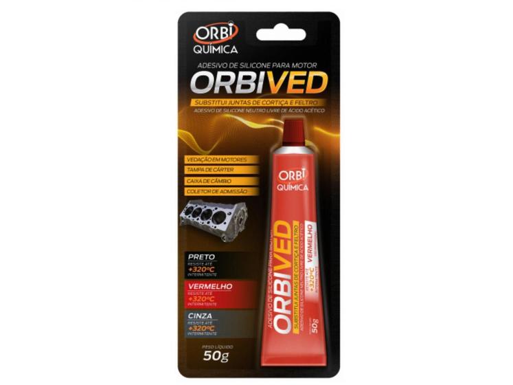 Imagem de Cola Silicone Vermelho Alta Temperatura Orbived 50g - ORBI QUIMICA Substituição Juntas