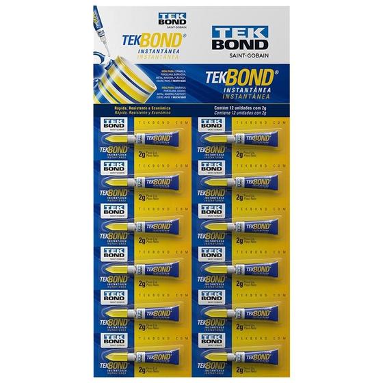 Cola Tekbond Instantânea 2g Cartela- Embalagem com 12 Unidades Menor preço em Cola Tekbond Instantânea 2g Cartela- Embalagem com 12 Unidades