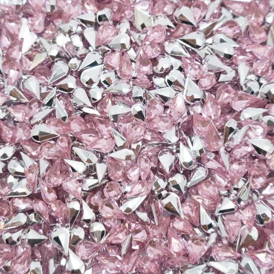 Imagem de Colagem Gota Strass Acrílico Rosa Transparente 4x6mm 100pçs 5g